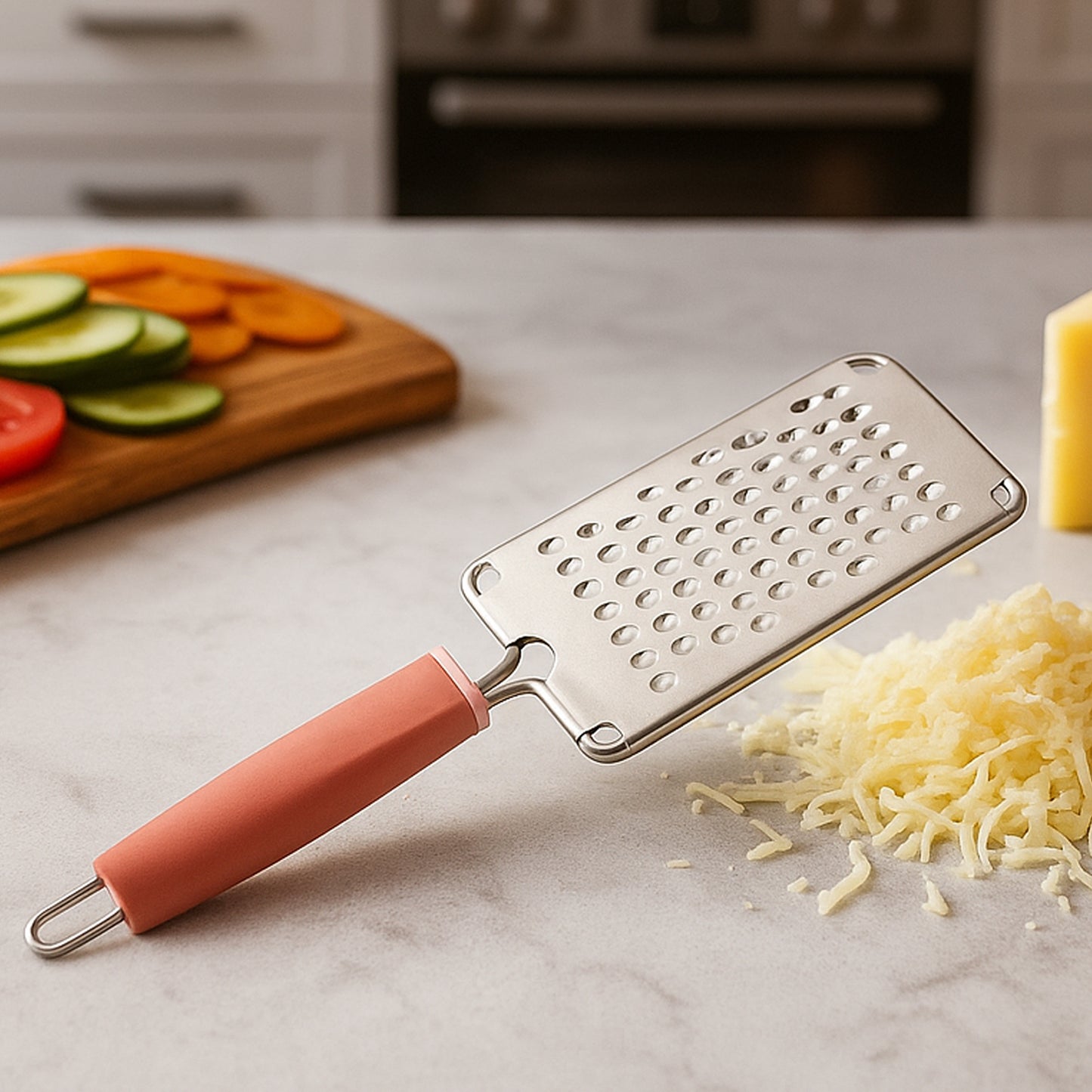 Supermom Stainless Steel Multipurpose Vegetable and Cheese Grater with Soft Grip Handle Heavy Duty Kitchen Hand Grater