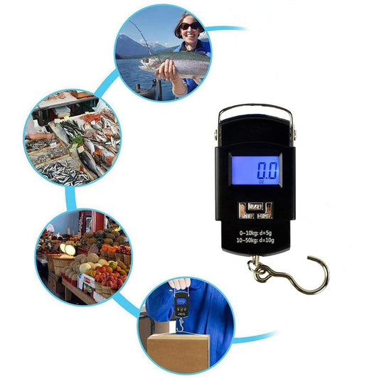 Portable Digital Hanging Weighing Scale 50 Kg Electronic Luggage Weight Scale with LCD Display (1 Pc) (50 Kg Random color)