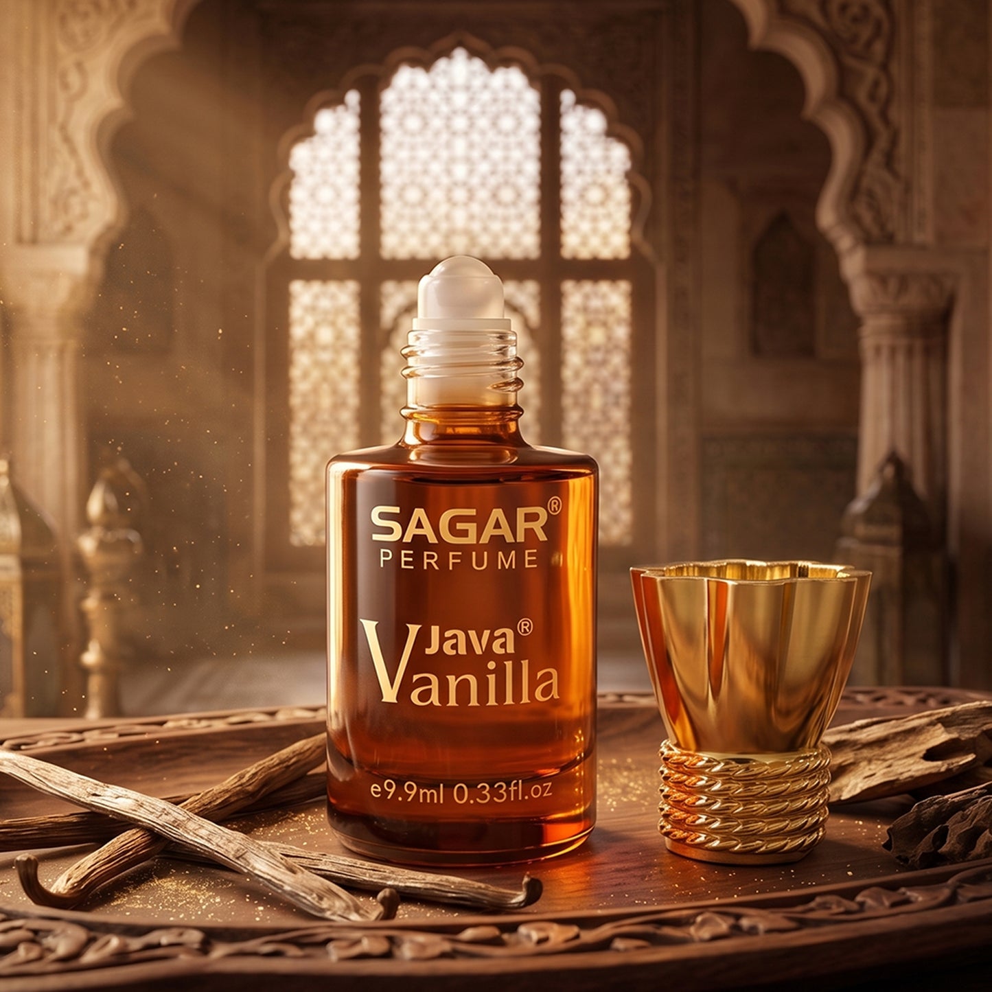 Sagar Java Vanilla Roll On Attar, Alcohol Free Long Lasting Vanilla Perfume Oil for Men and Women, 9.9 ml