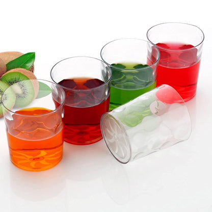 Magic Clear Polycarbonate Drinking Glass Set of 6 – Unbreakable Water, Juice and Mocktail Glasses with Dotted Design