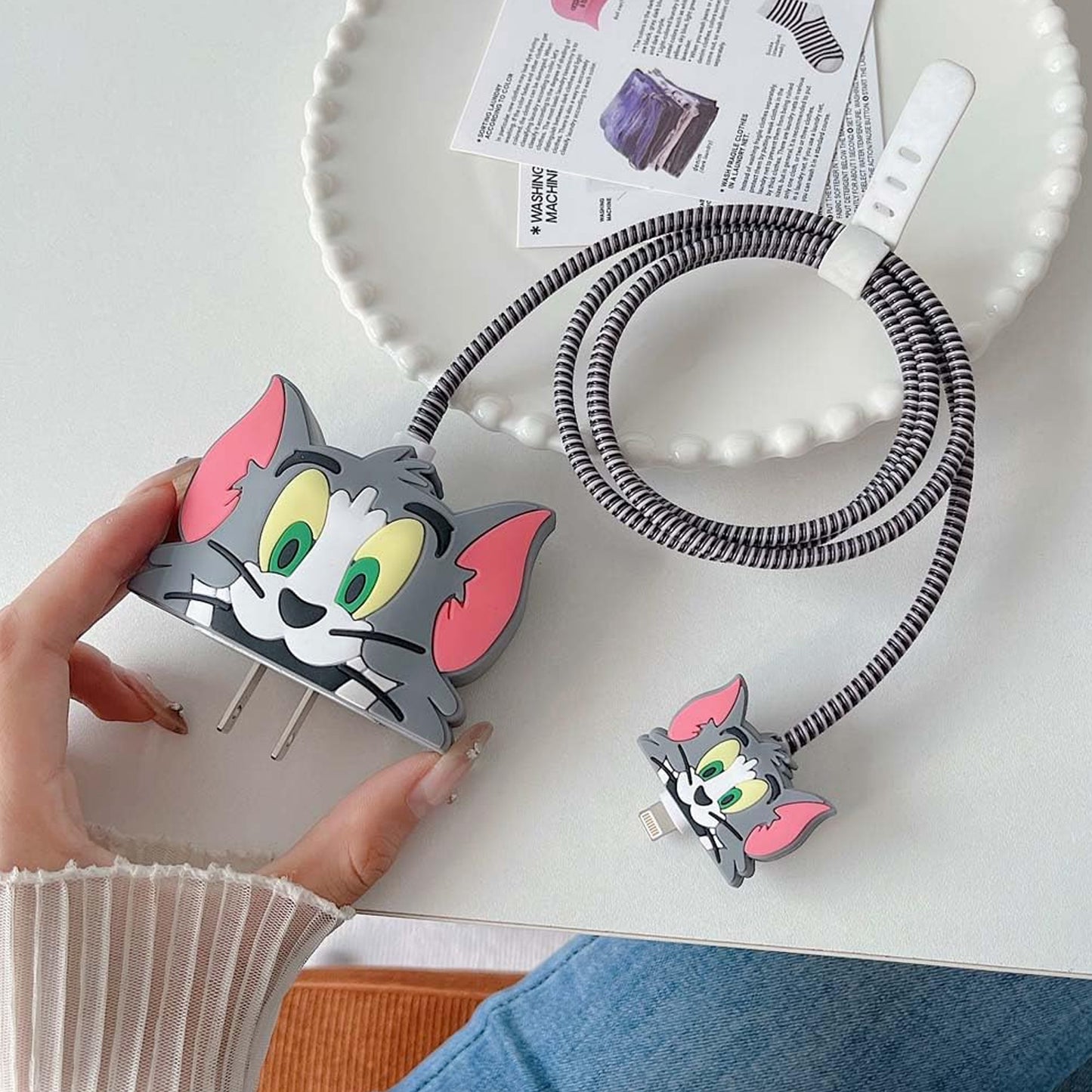 Cartoon Character Silicone Charger Case Cover for iP 18W to 20W USB C Charger Full Protection Adapter Cover Mix Design (1 Pc)
