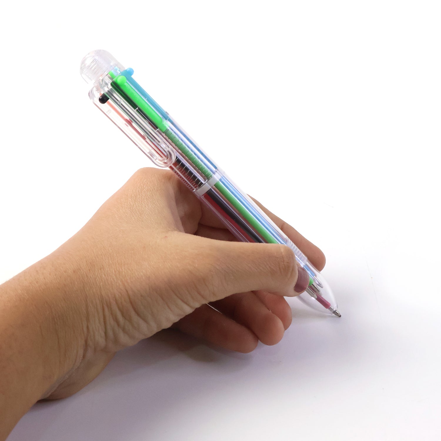 6 in 1 Multicolor Ball Point Pen with Transparent Body and Smooth Writing Multi Ink Pen for School, Office, College and Daily Use