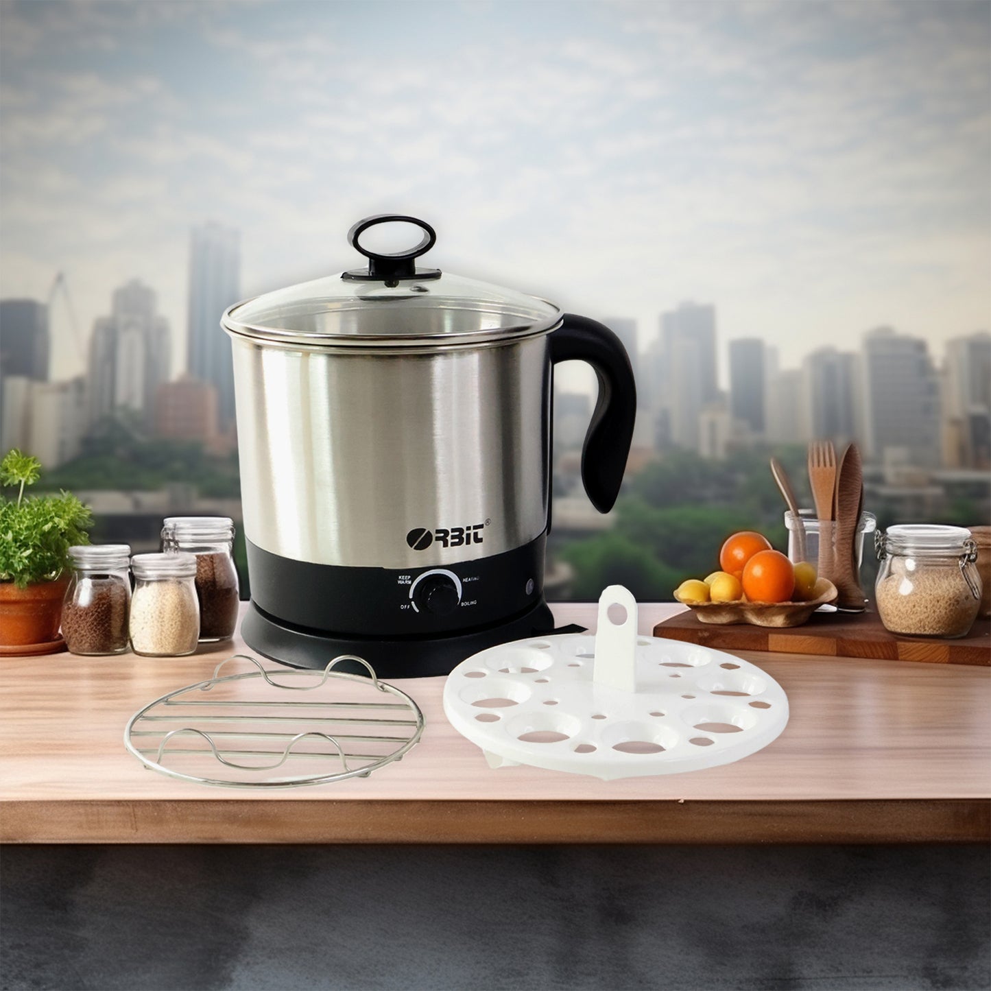 Orbit 650W Electric Idli Cooker and Steamer Stainless Steel Multi Function Steaming Pot for Idli, Dhokla, Momos and Healthy Cooking (1 Pc)