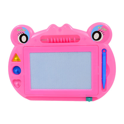 Frog Magic Sketch Slate and Drawing Board for Kids – Educational Erasable Writing Tablet with Pen and Shape Stencils (28 × 20 cm)