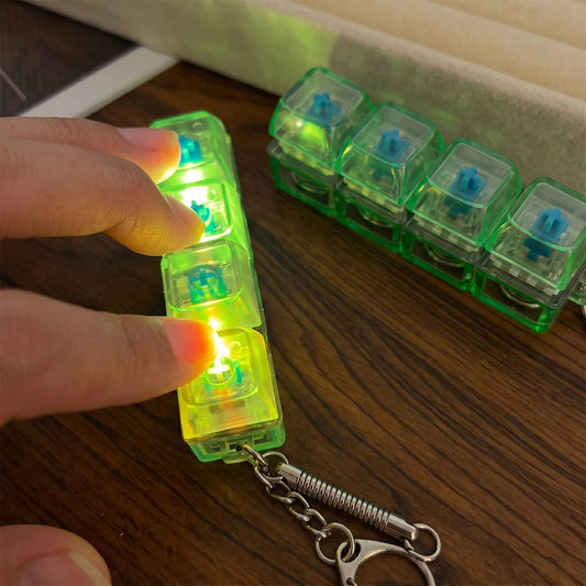 Mechanical Keyboard Switch Keychain Clicky Tactile Fidget Keyring with LED Light Portable Key Holder for Keys Bags and Accessories (1 Pc)