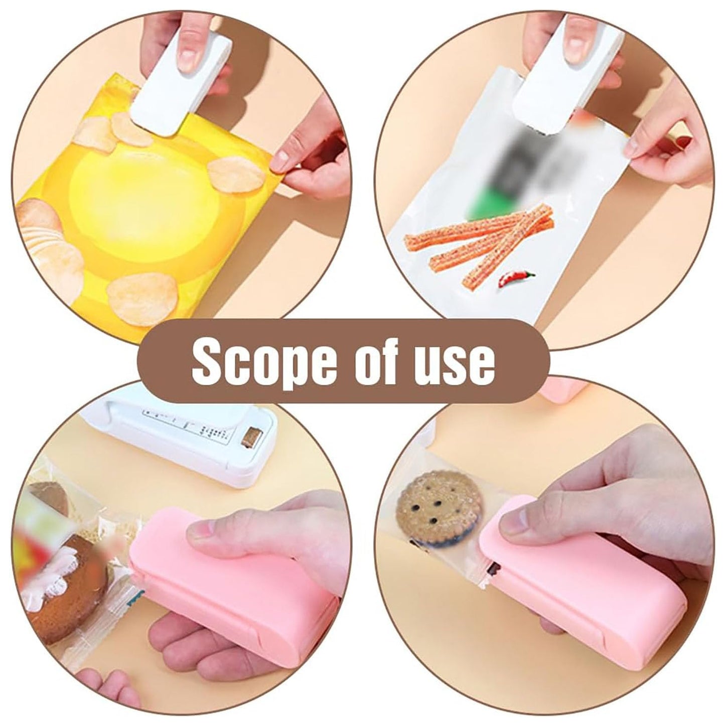 Portable Mini Heat Sealer Machine for Plastic Bags Handheld Battery Operated Bag Sealer for Snacks Food Storage Kitchen Travel and Daily Use (1 Pc)