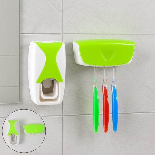 Automatic Toothpaste Dispenser and Toothbrush Holder Set with Toothbrush Wall Mounted Touch Toothpaste Squeezer Organizer (1 Set)