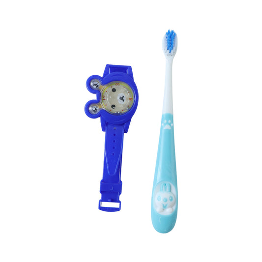 2 in 1 Kids Toothbrush with Cartoon Watch Toy – Soft Bristle Tooth Cleaning Brush for Children Daily Oral Care (2 Pc Set)