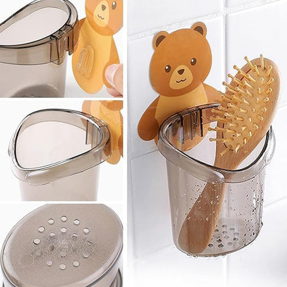 Cute Teddy Bear Toothbrush Holder For Kids (3 Pc Set)