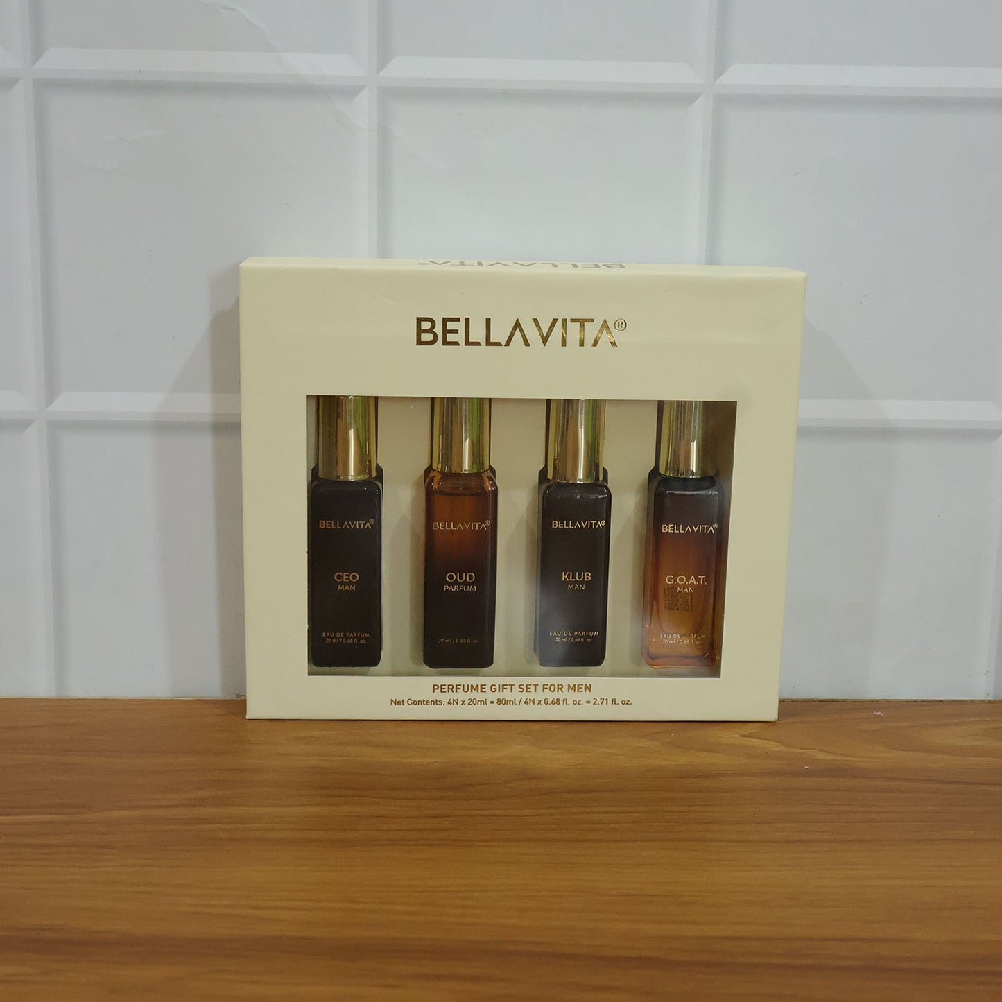 Bellavita Mens Luxury Perfume Gift Set - 4 Pc 20 ML Each