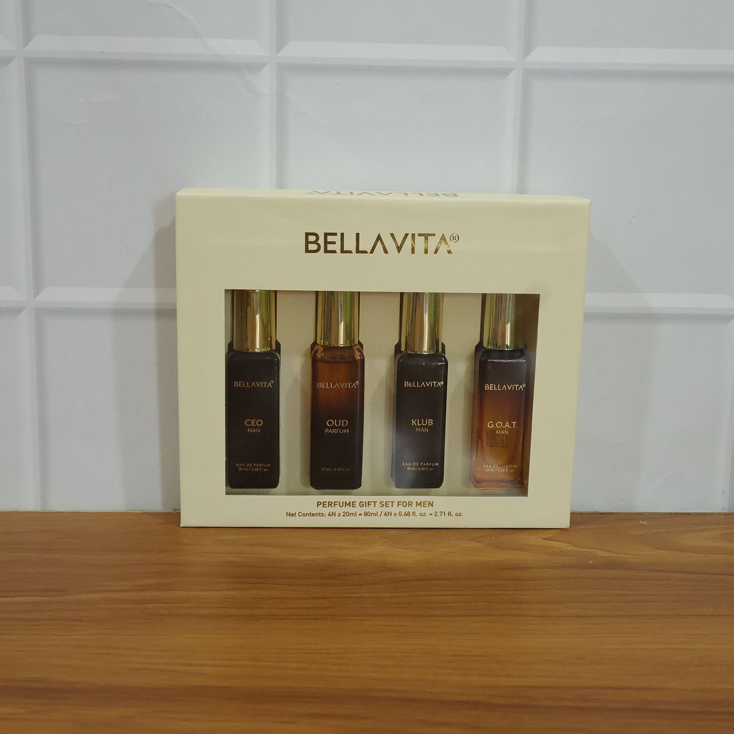 Bellavita Mens Luxury Perfume Gift Set - 4 Pc 20 ML Each