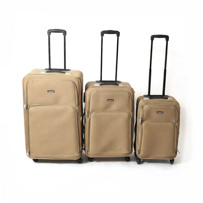 3 Piece Soft Side Trolley Luggage Set with Smooth Rolling Wheels Retractable Handle Travel Suitcase Set for Family Business and Vacation Travel
