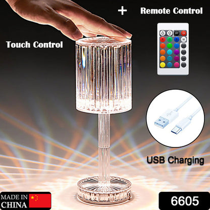 Crystal Table Lamp with Touch Control and USB Charging – Rechargeable RGB LED Atmosphere Nightstand Lamp for Bedroom, Living Room and Home Decor