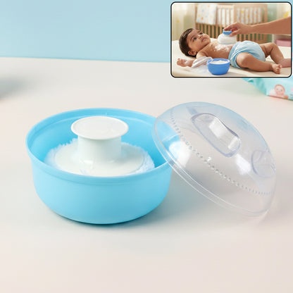 Baby Powder Puff Storage Box with Soft Applicator and Protective Lid for Gentle Newborn &amp; Infant Skin Care – Easy Dispensing Talcum Powder Container (1 Set)
