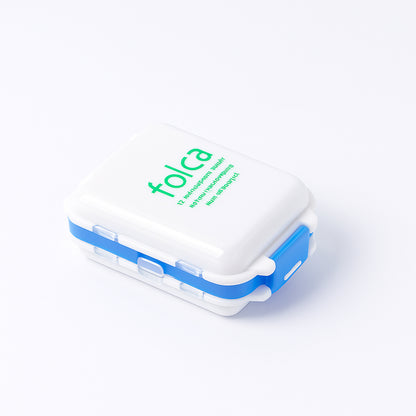 Portable Blue Dual-Sided Pill Organizer Box – 8-Compartment Pocket Medicine Case with Secure Snap Locks – Moisture-Resistant, BPA-Free Plastic Travel Storage for Daily Vitamins, Tablets and Small Essentials