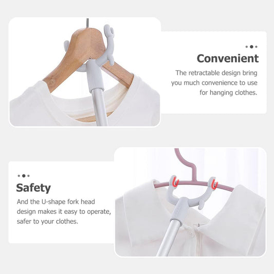Premium Long Reach Clothes Hook Rod 86 cm Extended Laundry Pole for High Hangers Wardrobes Drying Racks and Closet Storage Assistance (1 Pc)
