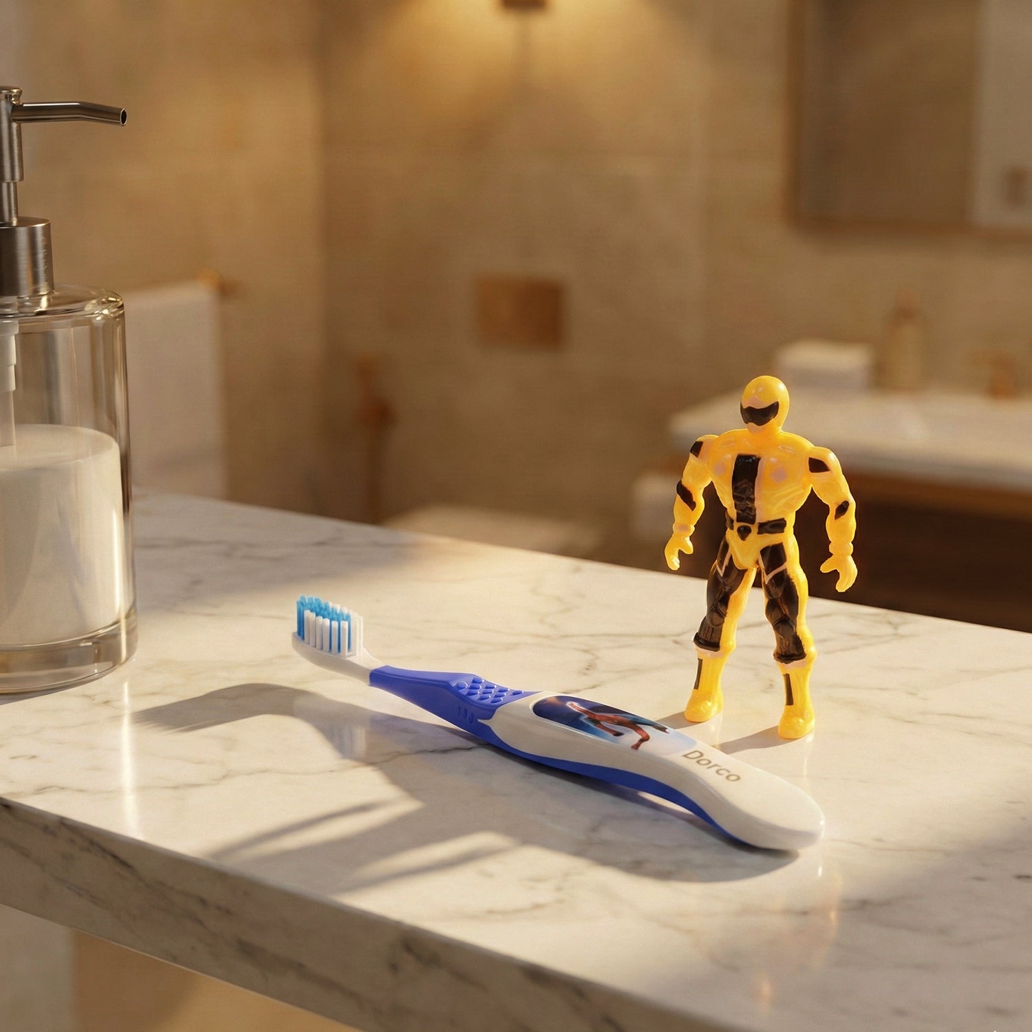 Kids Toothbrush Set With Cartoon Robot Toy