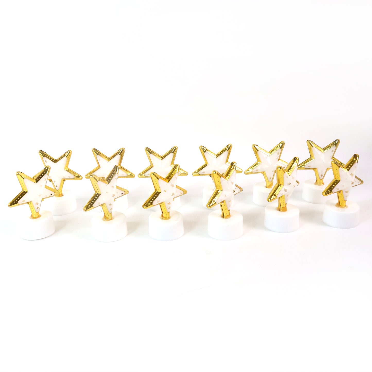 Set of 12 Star Shaped Flameless LED Candles Battery Operated Flickering Decorative Lights for Home Decor Festivals Weddings Parties and Special Events