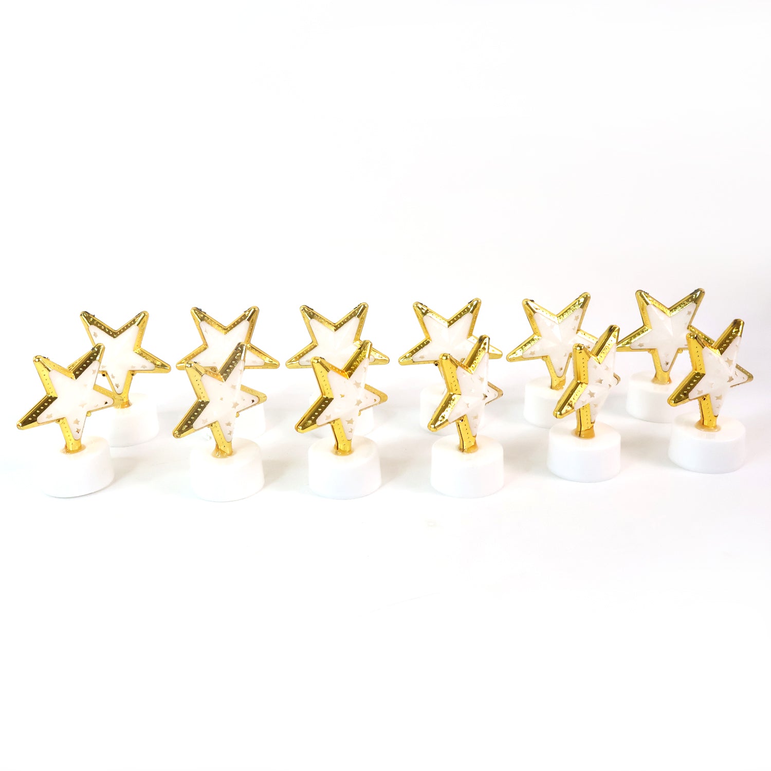 Set of 12 Star Shaped Flameless LED Candles Battery Operated Flickering Decorative Lights for Home Decor Festivals Weddings Parties and Special Events