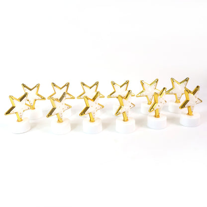 Set of 12 Star Shaped Flameless LED Candles Battery Operated Flickering Decorative Lights for Home Decor Festivals Weddings Parties and Special Events