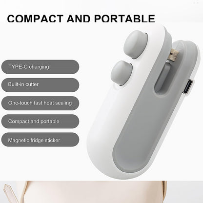 Mini Bag Sealer 2-in-1 – Heat Sealer & Cutter (USB Rechargeable)