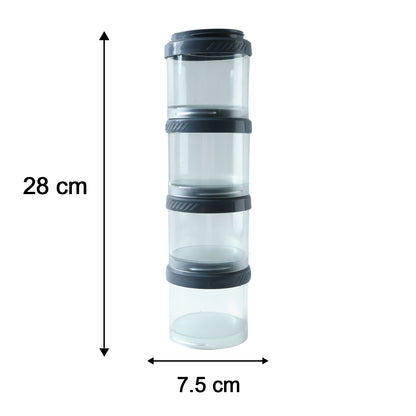 Multipurpose Multi Connecting Stackable Storage Container Set Modular Airtight Transparent Kitchen Jars for Spices Dry Fruits Snacks and Pantry Storage (4 Pc Set)