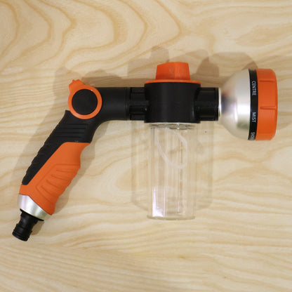 Adjustable Hose Spray Nozzle with Foam Soap Bottle | Multi-Pattern Water Spray Gun for Car Washing, Garden Watering and Outdoor Cleaning
