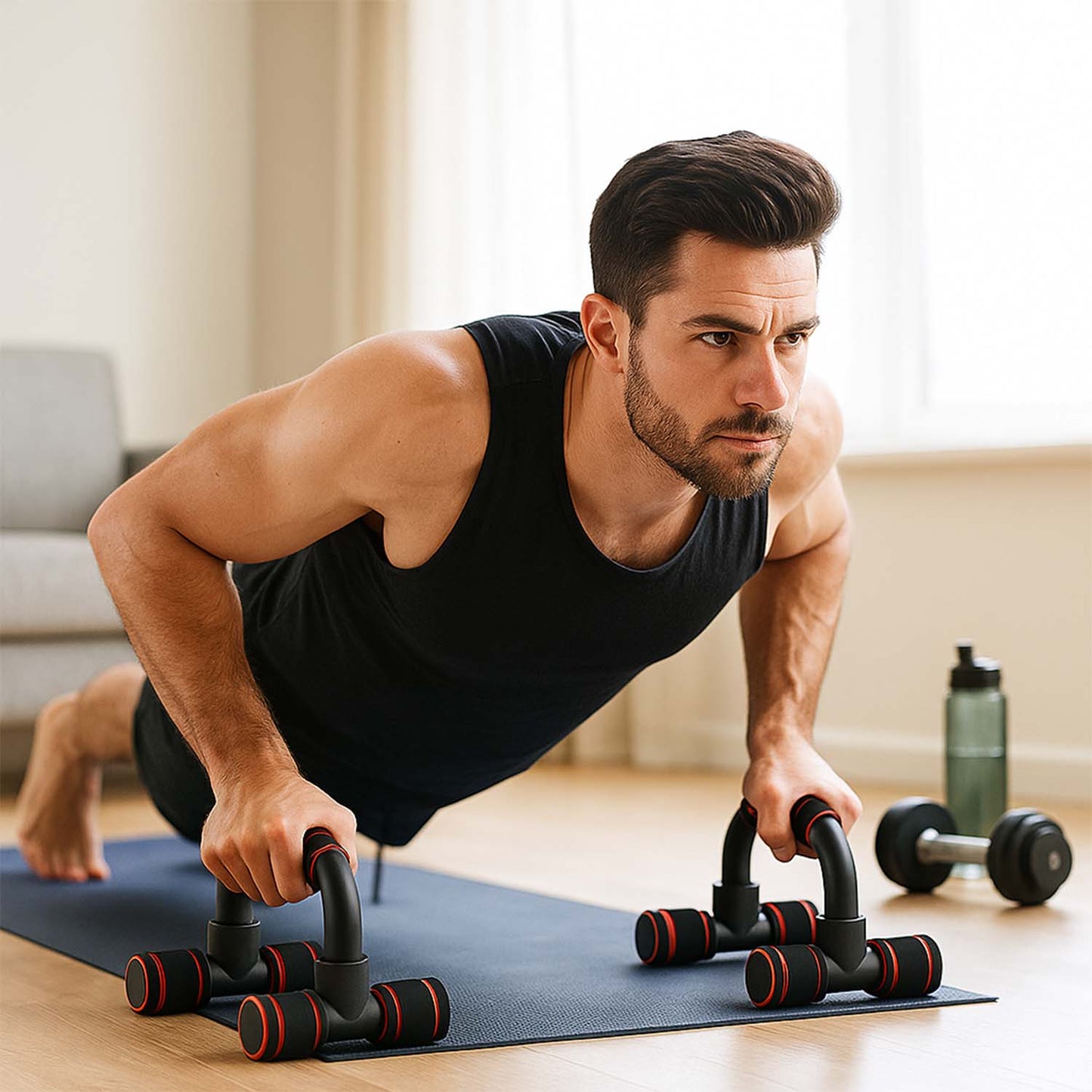 Heavy Duty Push Up Bars Stand for Home Workout Non Slip Handles and Sturdy Base for Chest Arm Shoulder and Core Training (Set of 2 Pcs)