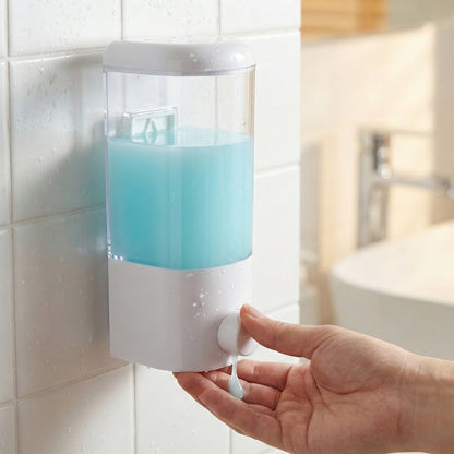 Wall-Mounted Liquid Soap and Hand Wash Dispenser 500 ml, Manual Push-Button Refillable Dispenser for Bathroom, Kitchen, Office and Commercial Wash Areas (1 Pc)
