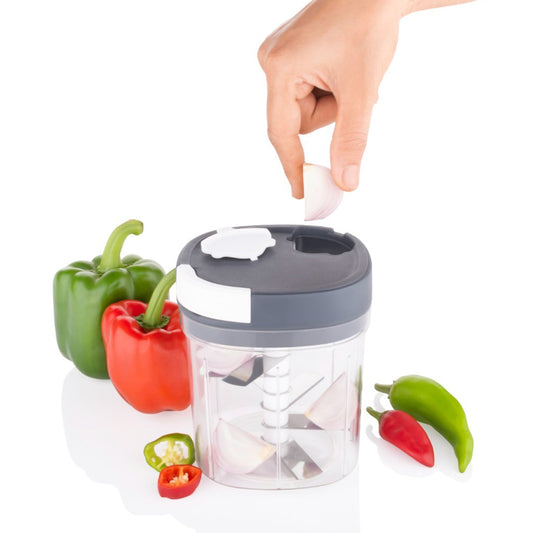 2 in 1 Handy Chopper and Slicer Manual Vegetable Fruit Chopper with Stainless Steel Blades for Kitchen Use (1 Pc)