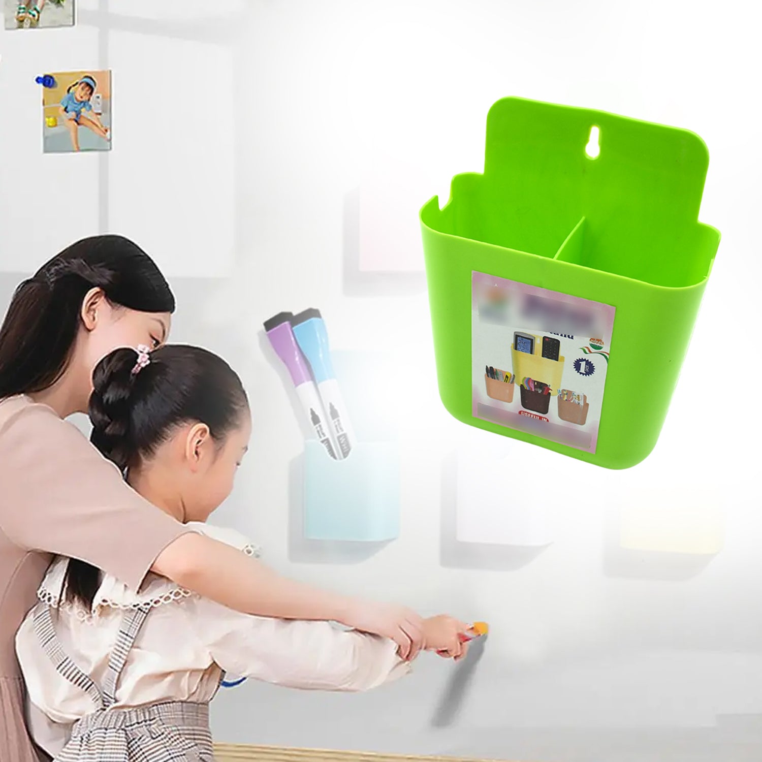 Multipurpose Wall Mounted Holder with 2 Compartments – Mobile Phone, Remote, Stationery and Bathroom Storage Organizer