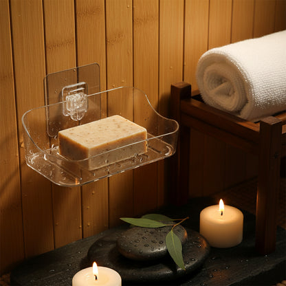 Wall-mounted Transparent Soap Dish Holder Set