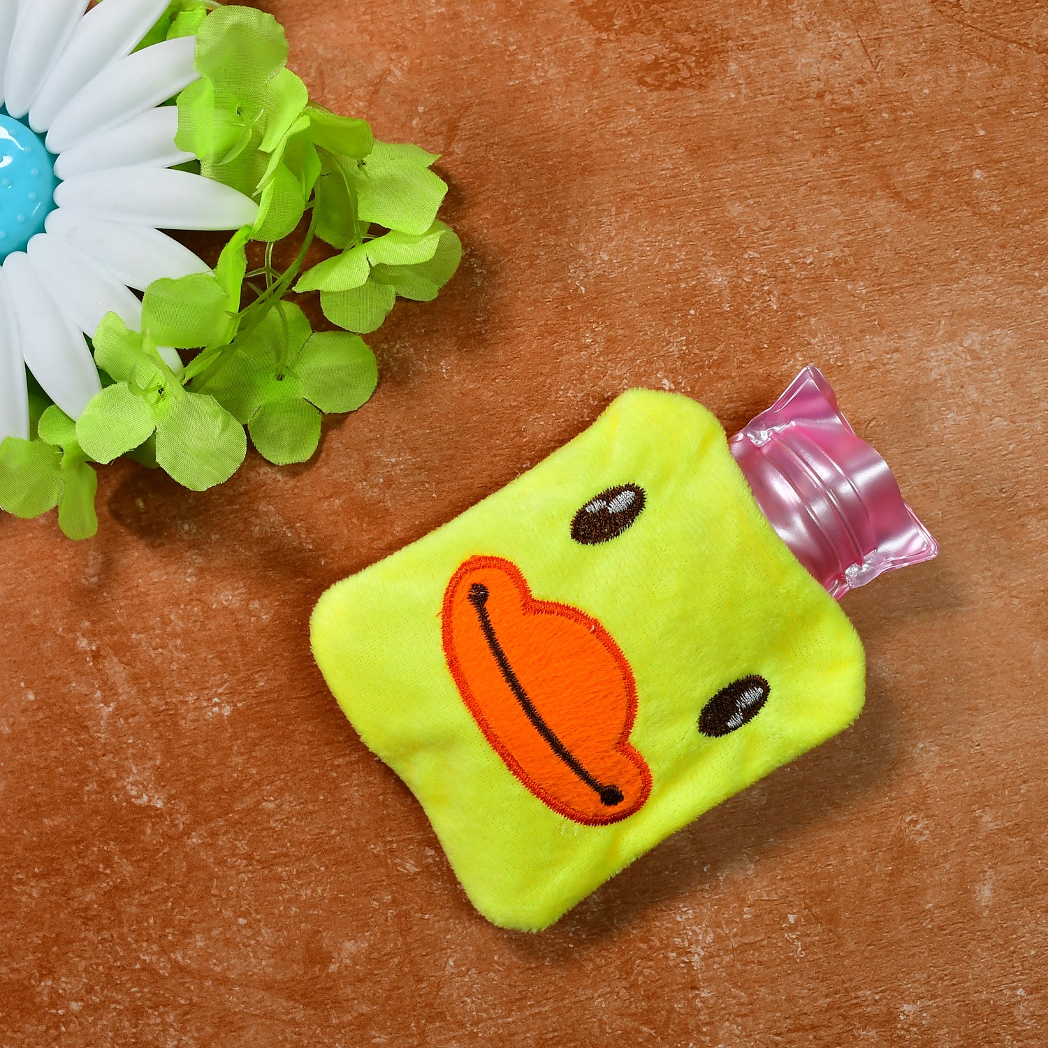 Yellow Duck Small Hot Water Bag with Soft Cover – Portable Natural Rubber Heat Therapy Bottle for Pain Relief, Menstrual Cramps, Neck, Shoulder, Back and Hand Warmer
