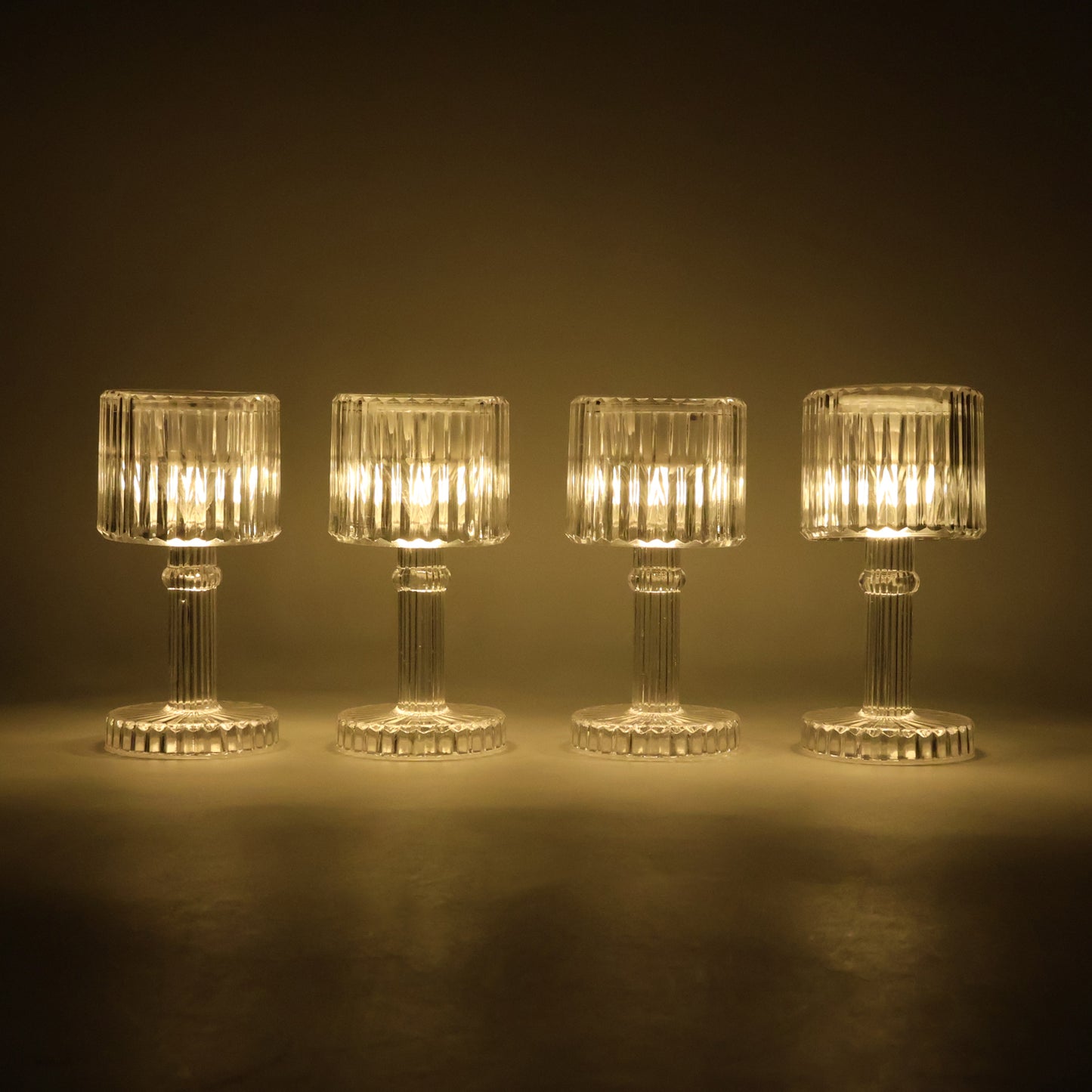 Set of 4 LED Crystal Effect Table Lamps Battery Operated Decorative Mini Desk Lights for Home Restaurants Weddings Festive Decor Diwali Table Centerpiece Lights