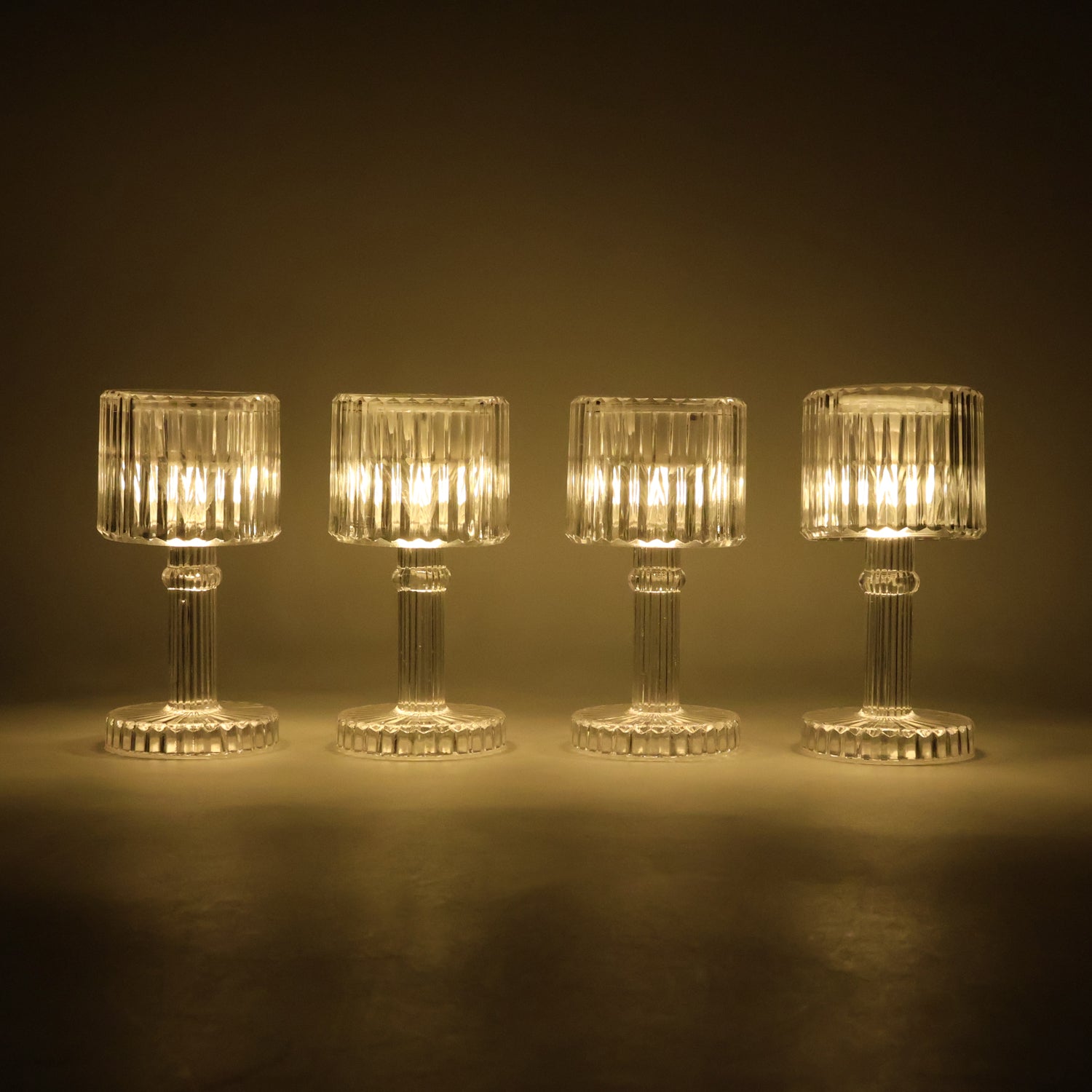 Set of 4 LED Crystal Effect Table Lamps Battery Operated Decorative Mini Desk Lights for Home Restaurants Weddings Festive Decor Diwali Table Centerpiece Lights