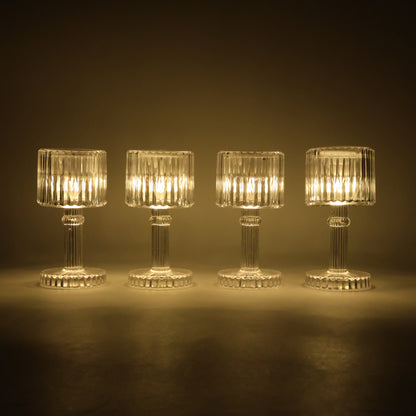 Set of 4 LED Crystal Effect Table Lamps Battery Operated Decorative Mini Desk Lights for Home Restaurants Weddings Festive Decor Diwali Table Centerpiece Lights