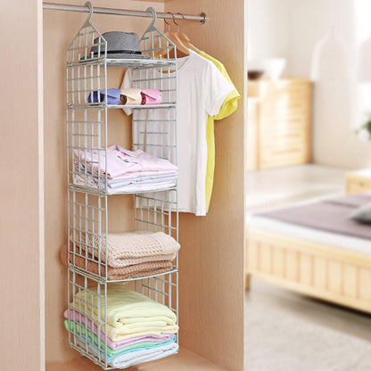 Multipurpose 5 Layer Folding Clothes Storage Rack Hanging Wardrobe Organizer for Socks Scarves T Shirts Pants and Closet Storage (1 Pc)