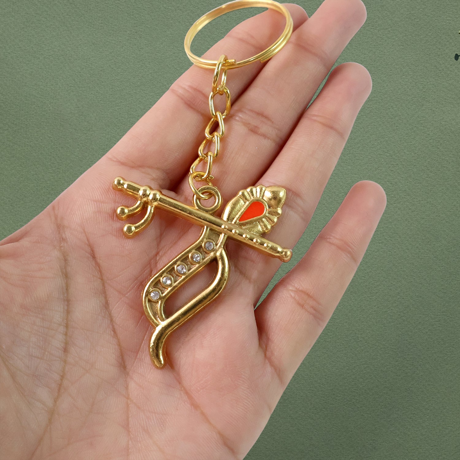 Flute And Peacock Feather Krishna Design Keychain (1 Pc)