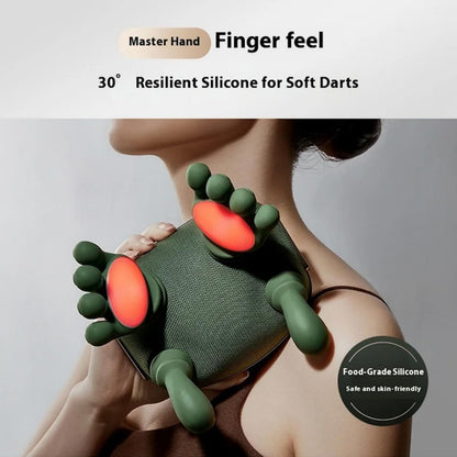 Long Rechargeable Kneading Neck and Shoulder Massager with Adjustable Strap, Heating Function and Stress-Relief Finger Pressure Nodes for Full-Body Relaxation
