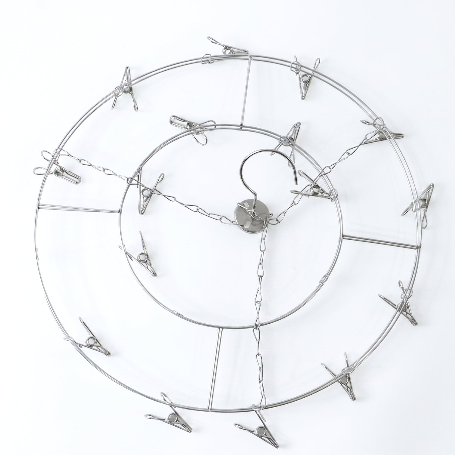 Stainless Steel Round Multi Clip Drying Hanger Windproof Laundry Hanger with Multiple Clips for Socks Underwear Baby Clothes Bras Towels and Handkerchiefs (1 Pc)
