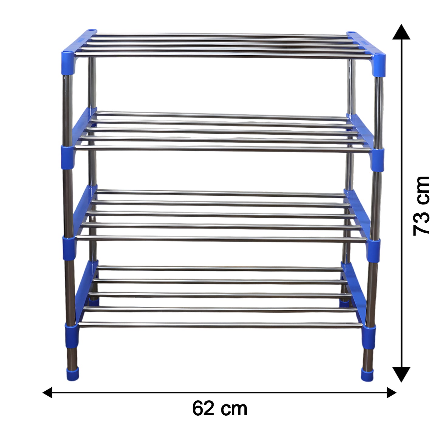 Multipurpose 4-Layer Shoe Rack Organizer – Space-Saving Stainless Steel Storage Rack with Plastic Connectors – Multi-Functional, Easy Assembly – Perfect for Shoes, Clothes and Accessories