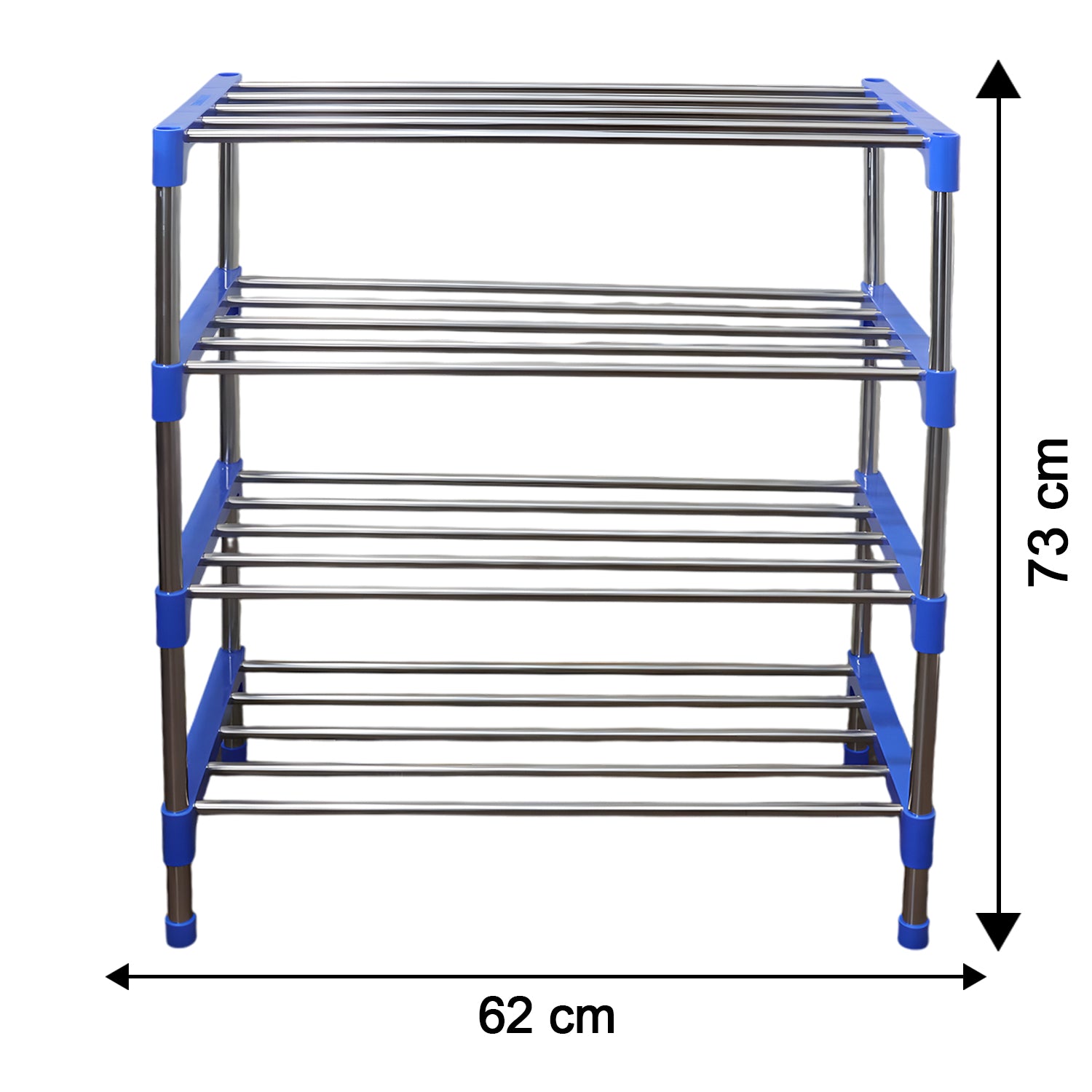 Multipurpose 4-Layer Shoe Rack Organizer – Space-Saving Stainless Steel Storage Rack with Plastic Connectors – Multi-Functional, Easy Assembly – Perfect for Shoes, Clothes and Accessories