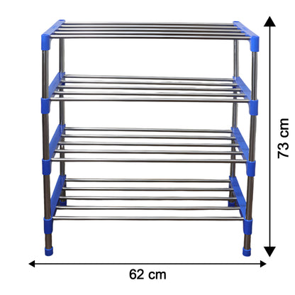 Multipurpose 4-Layer Shoe Rack Organizer – Space-Saving Stainless Steel Storage Rack with Plastic Connectors – Multi-Functional, Easy Assembly – Perfect for Shoes, Clothes and Accessories