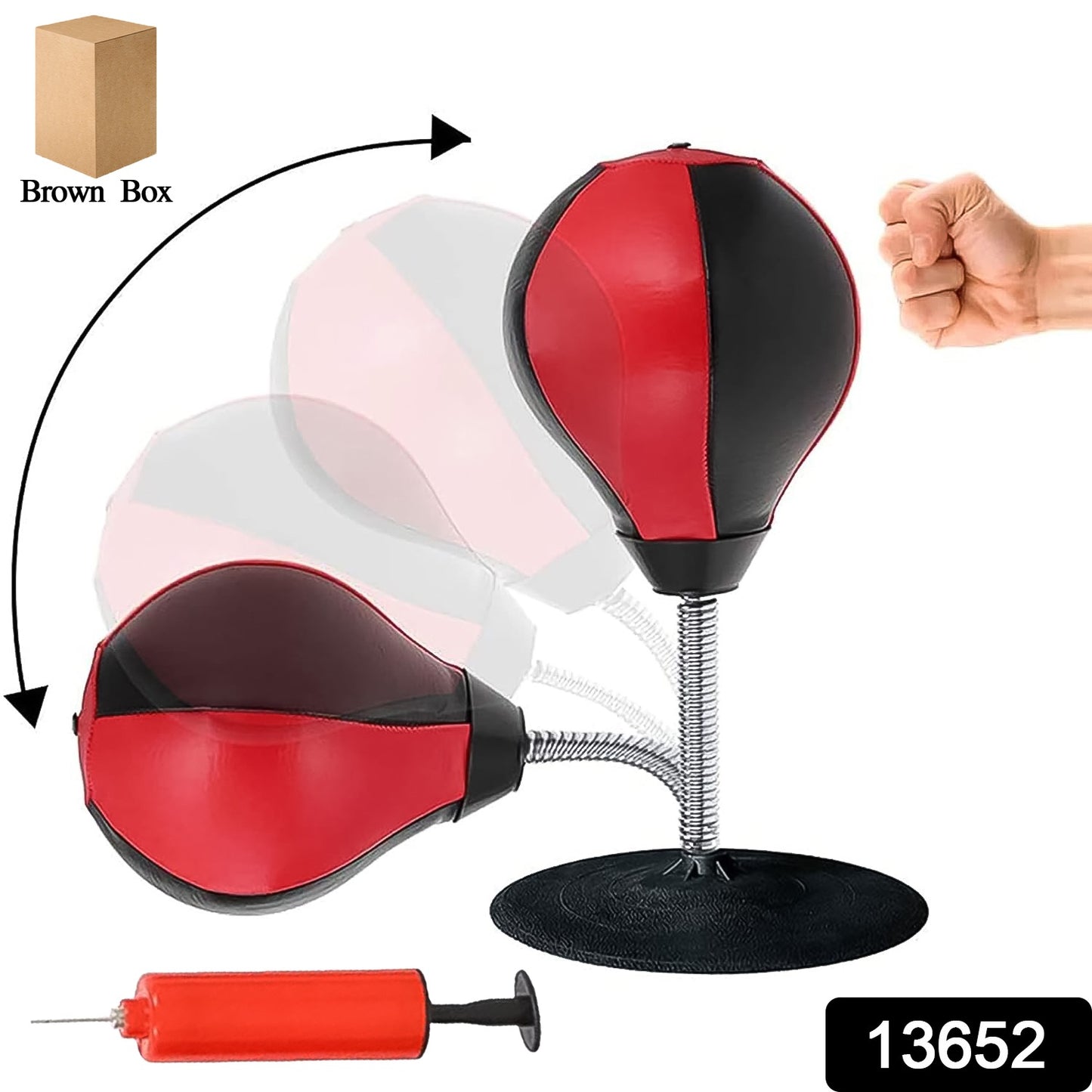 Inflatable Punching Bag with Air Pump and Strong Suction Cup – Desktop, Wall and Floor Speed Ball for Boxing Training and Stress Relief (2 Piece Set)