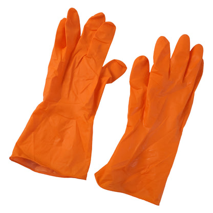 Large Orange Rubber Cleaning Gloves for Dishwashing and Household Cleaning, Reusable Waterproof Gloves for Kitchen, Bathroom and Daily Chores (1 Pair)