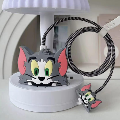 Cartoon Character Silicone Charger Case Cover for iP 18W to 20W USB C Charger Full Protection Adapter Cover Mix Design (1 Pc)