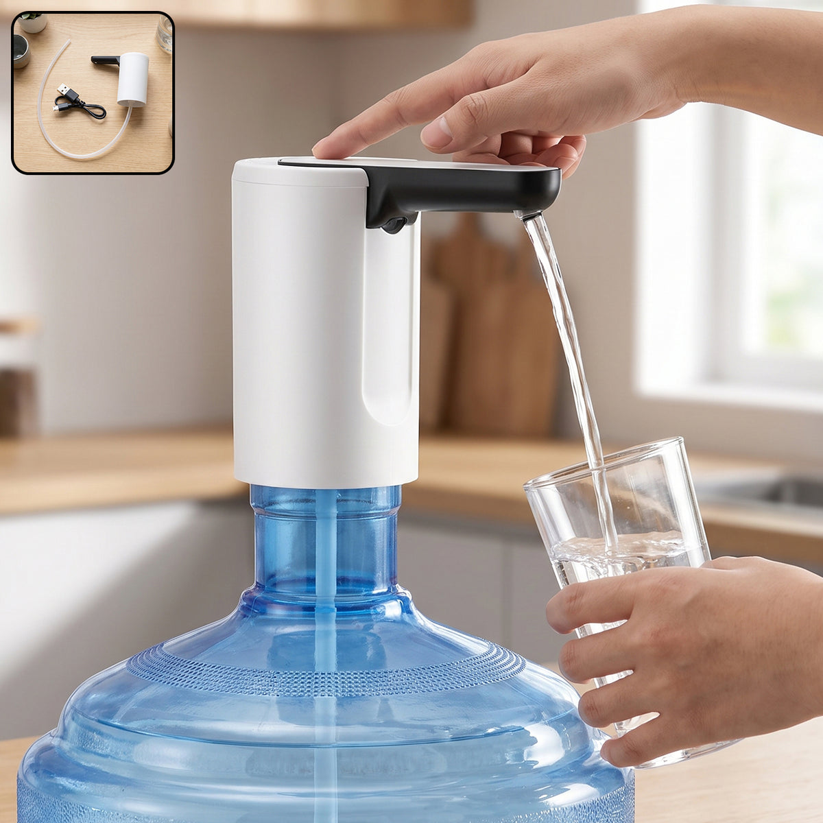 USB Rechargeable Electric Water Dispenser Pump with Remote Control, Automatic One Touch Water Bottle Dispenser for 20 Litre Water Jar