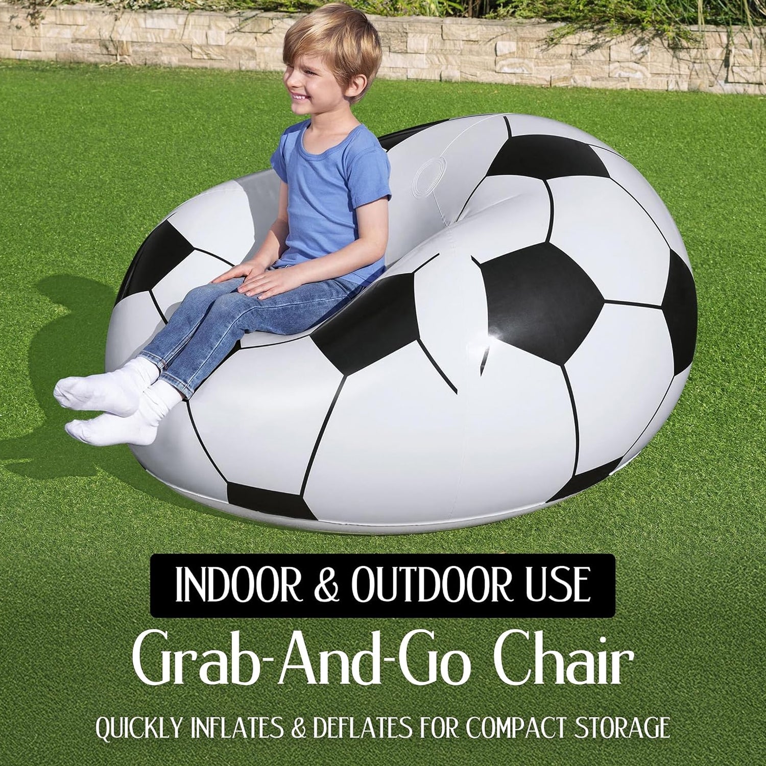 Inflatable Soccer Ball Lounge Chair Fun Comfortable For Kids