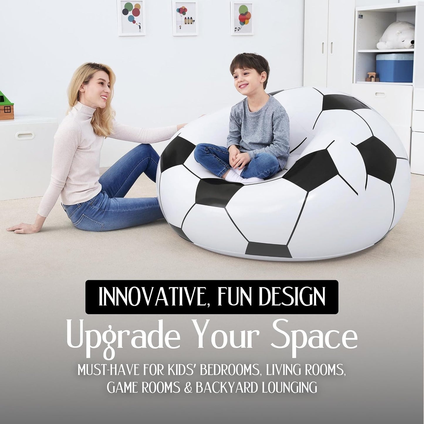 Inflatable Soccer Ball Lounge Chair Fun Comfortable For Kids