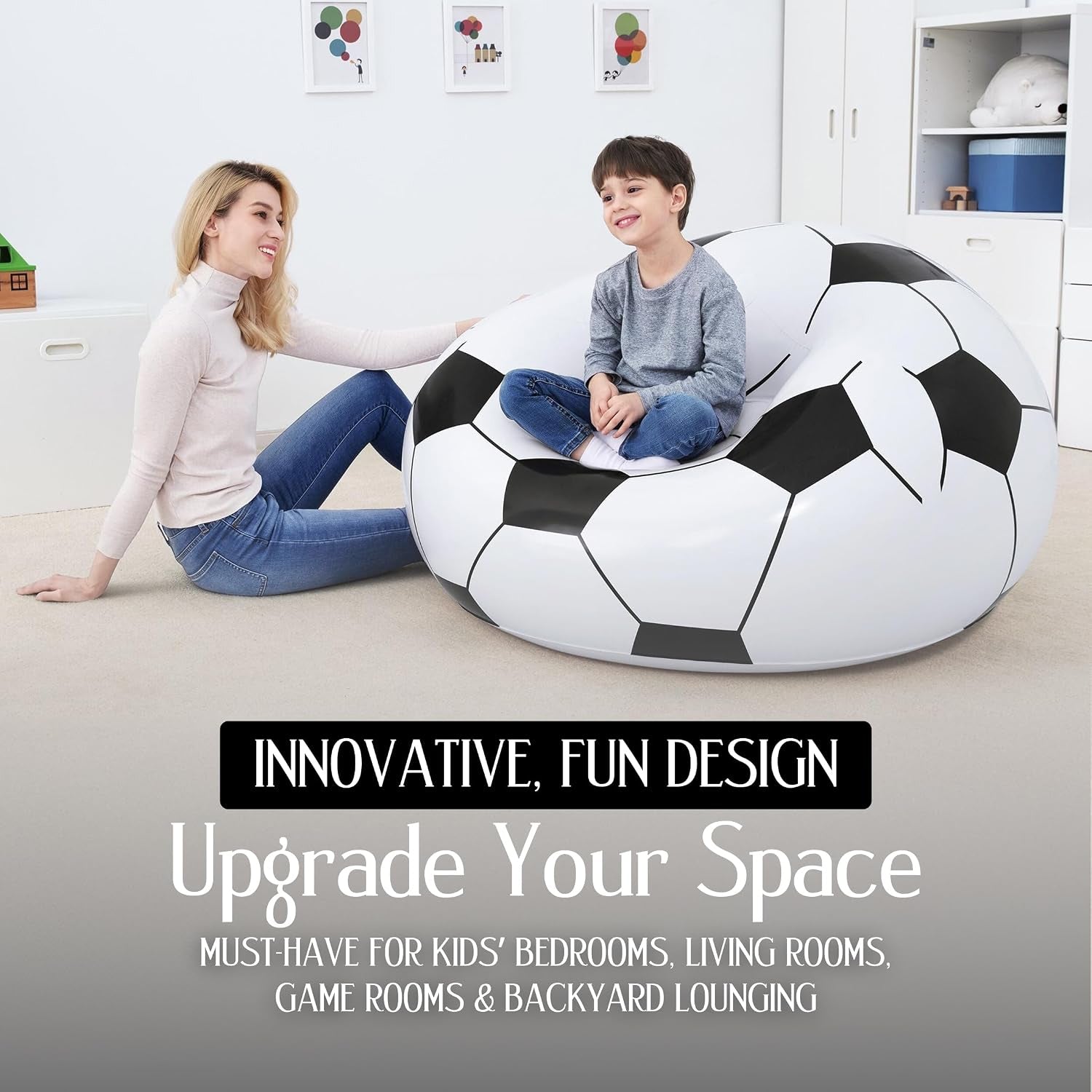 Inflatable Soccer Ball Lounge Chair Fun Comfortable For Kids